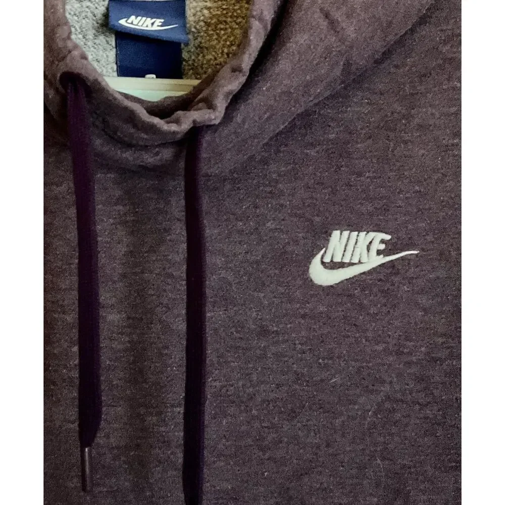 Nike Hoodie Womens Medium Purple Pullover Sweater Funnel Neck Embroidered Swoosh